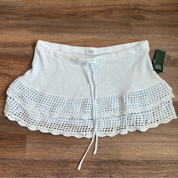Women's Openwork Tiered Mini Skirt - Wild Fable™ Light Blue L - Picture 2 of 4